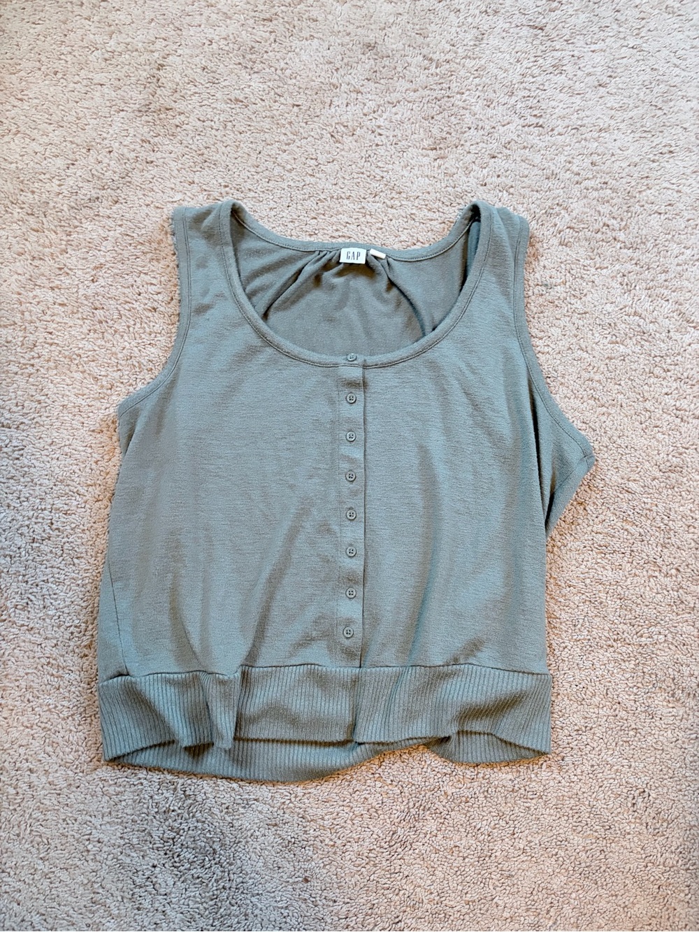GAP Olive Green Button-Front Tank Top